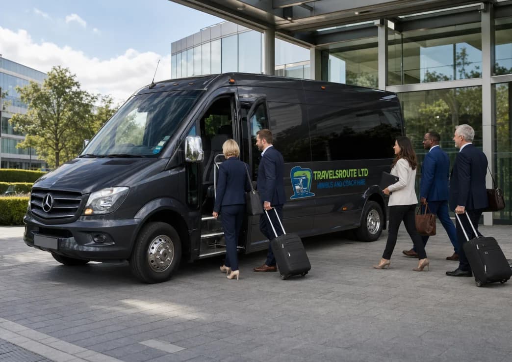 Colleagues using corporate group transport in London