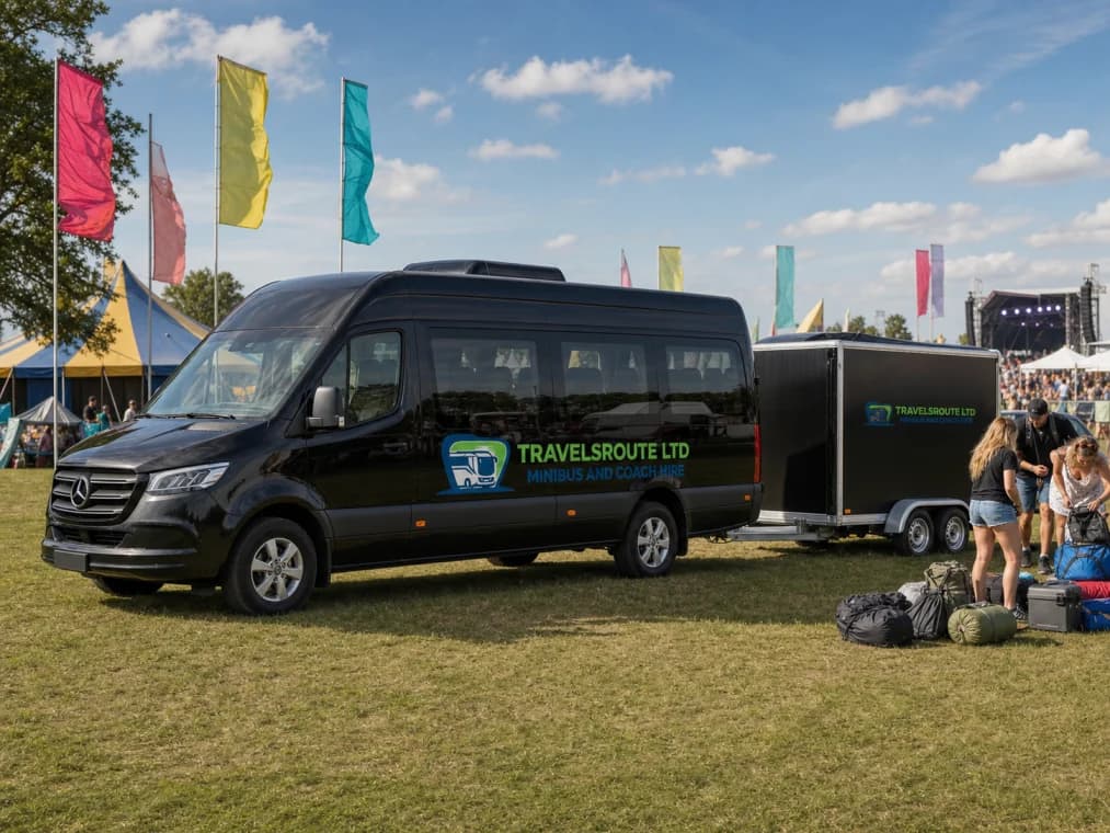 Minibus at an outdoor event for private group transport